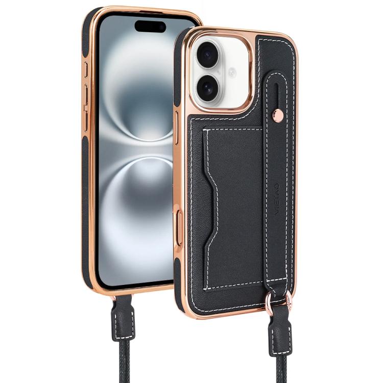 VIETAO Card Slot Wristband Phone Case with Lanyard, For iPhone 16 Pro Max, For iPhone 16 Pro, For iPhone 16 Plus, For iPhone 16