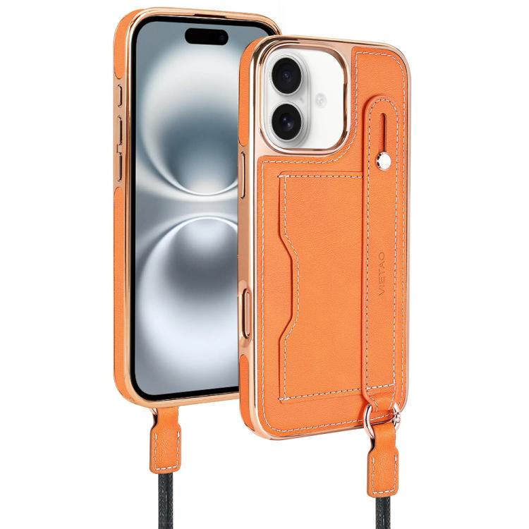 VIETAO Card Slot Wristband Phone Case with Lanyard, For iPhone 16 Pro Max, For iPhone 16 Pro, For iPhone 16 Plus, For iPhone 16