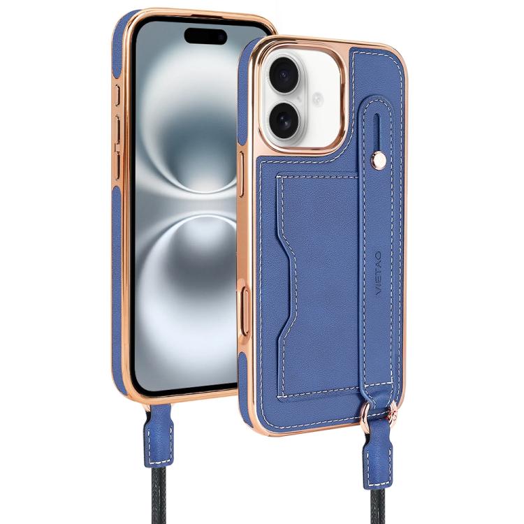 VIETAO Card Slot Wristband Phone Case with Lanyard, For iPhone 16 Pro Max, For iPhone 16 Pro, For iPhone 16 Plus, For iPhone 16