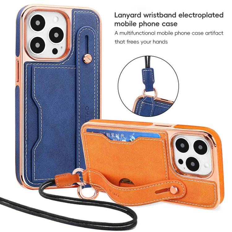 VIETAO Card Slot Wristband Phone Case with Lanyard, For iPhone 14 Plus, For iPhone 14, For iPhone 14 Pro, For iPhone 14 Pro Max