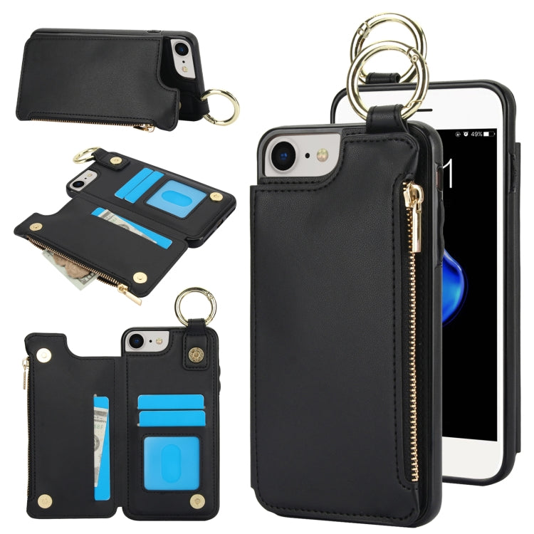RFlD Anti-theft Double Buckle Ring Zipper Card Phone Case, For iPhone SE 2022 / SE 2020 / 7 / 8, For iPhone 13 Pro Max, For iPhone 13 Pro