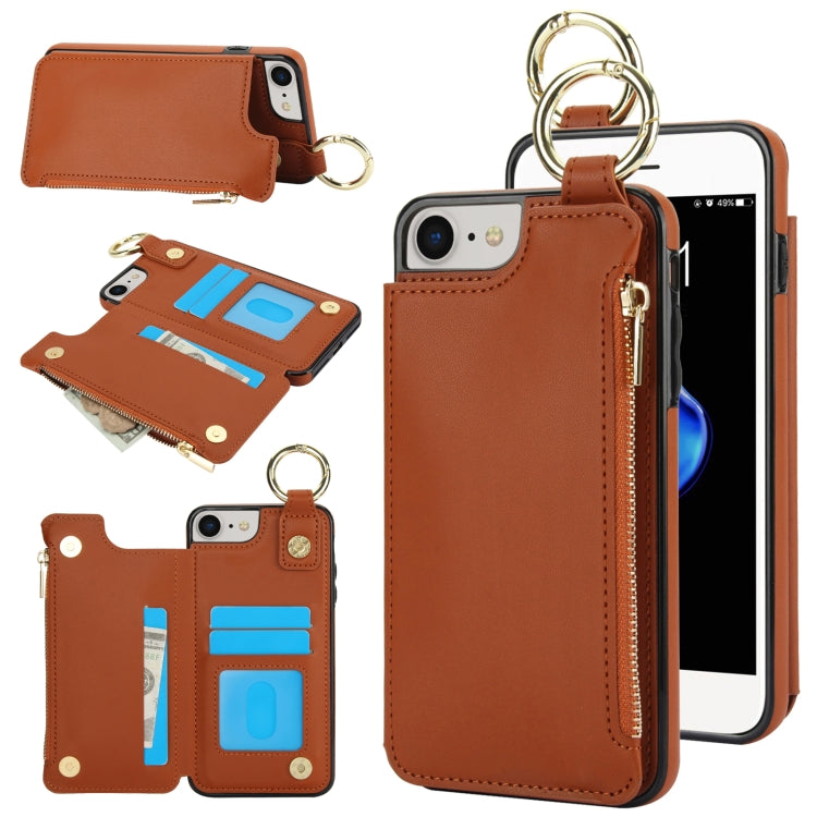 RFlD Anti-theft Double Buckle Ring Zipper Card Phone Case, For iPhone SE 2022 / SE 2020 / 7 / 8, For iPhone 13 Pro Max, For iPhone 13 Pro