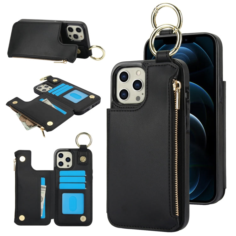 RFlD Anti-theft Double Buckle Ring Zipper Card Phone Case, For iPhone SE 2022 / SE 2020 / 7 / 8, For iPhone 13 Pro Max, For iPhone 13 Pro