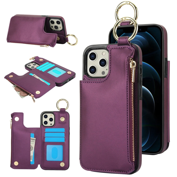 RFlD Anti-theft Double Buckle Ring Zipper Card Phone Case, For iPhone SE 2022 / SE 2020 / 7 / 8, For iPhone 13 Pro Max, For iPhone 13 Pro