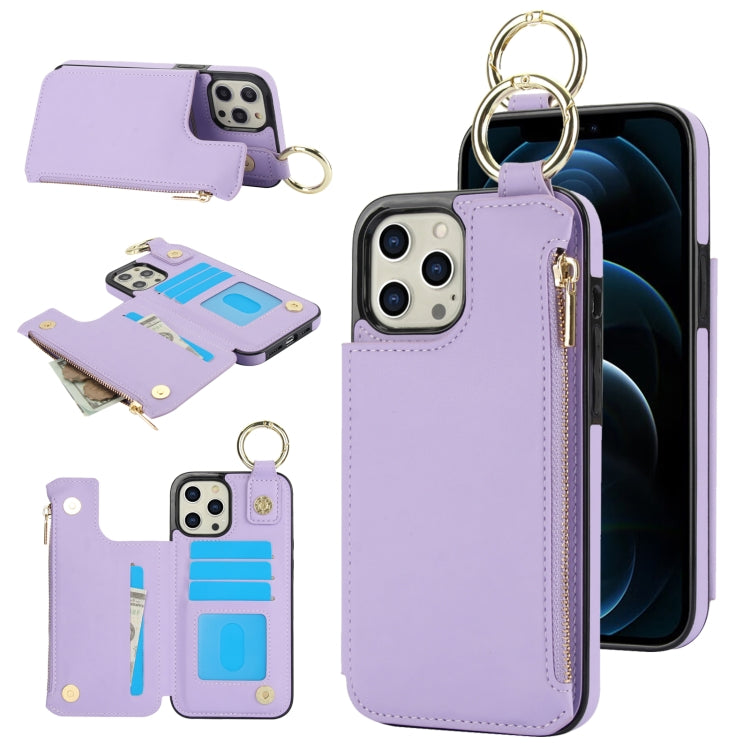 RFlD Anti-theft Double Buckle Ring Zipper Card Phone Case, For iPhone SE 2022 / SE 2020 / 7 / 8, For iPhone 13 Pro Max, For iPhone 13 Pro