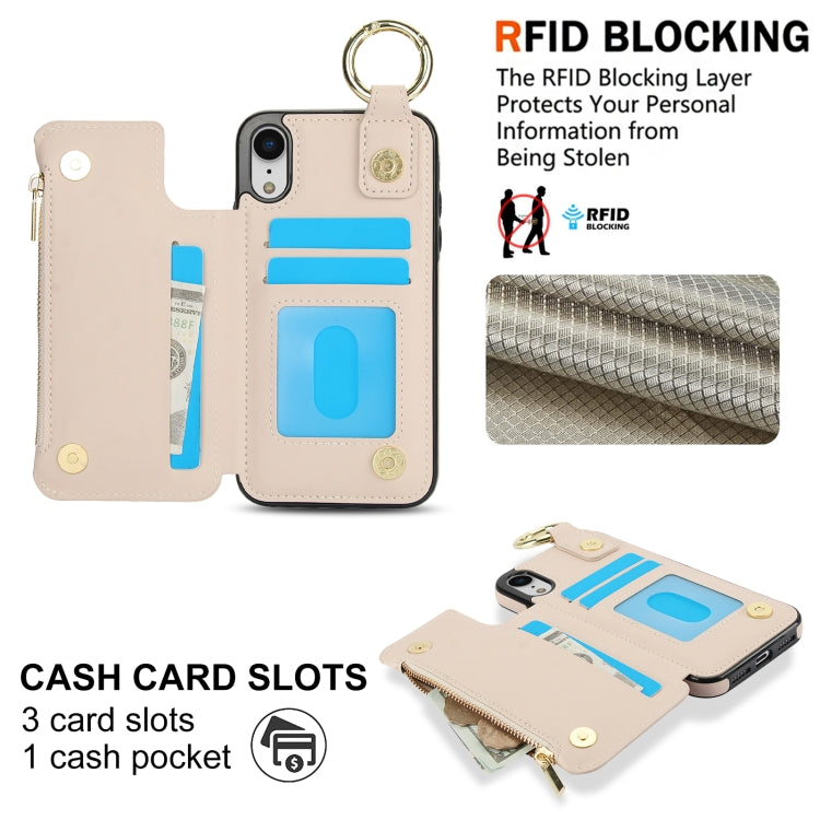 RFlD Anti-theft Double Buckle Ring Zipper Card Phone Case, For iPhone XR, For iPhone XS Max, For iPhone 8 Plus / 7 Plus