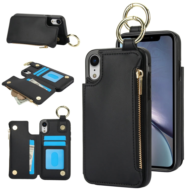 RFlD Anti-theft Double Buckle Ring Zipper Card Phone Case, For iPhone XR, For iPhone XS Max, For iPhone 8 Plus / 7 Plus