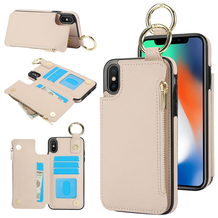 RFlD Anti-theft Double Buckle Ring Zipper Card Phone Case, For iPhone XR, For iPhone XS Max, For iPhone 8 Plus / 7 Plus