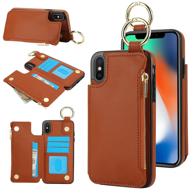 RFlD Anti-theft Double Buckle Ring Zipper Card Phone Case, For iPhone XR, For iPhone XS Max, For iPhone 8 Plus / 7 Plus