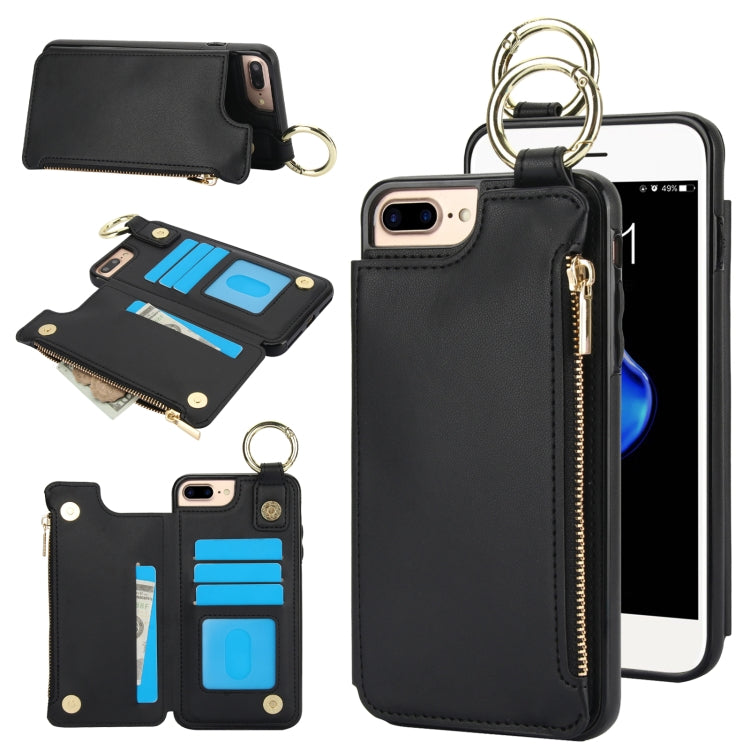 RFlD Anti-theft Double Buckle Ring Zipper Card Phone Case, For iPhone XR, For iPhone XS Max, For iPhone 8 Plus / 7 Plus