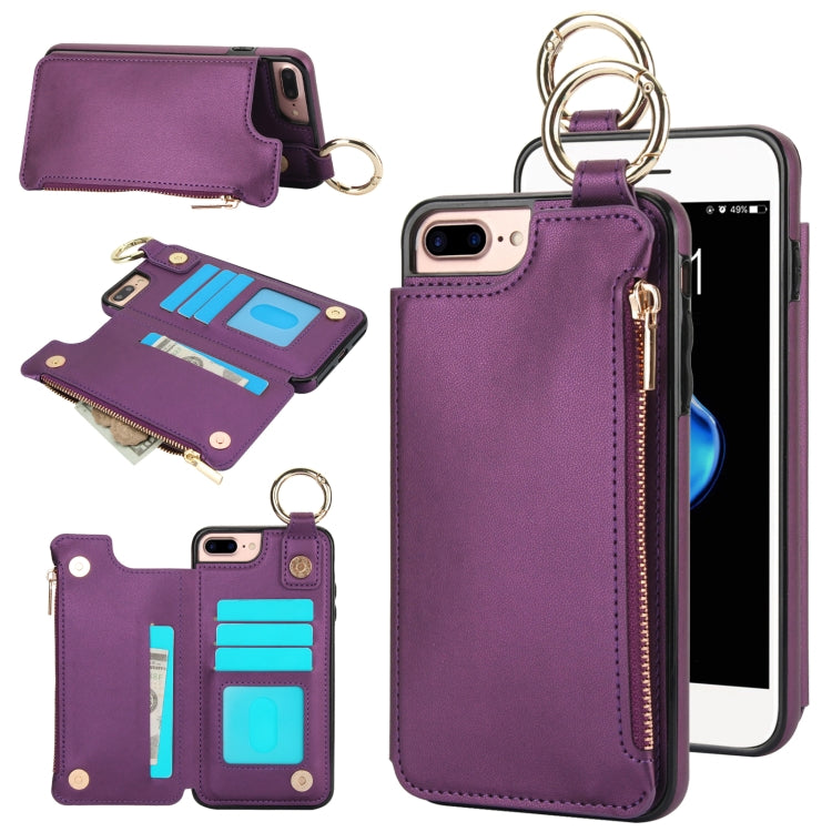 RFlD Anti-theft Double Buckle Ring Zipper Card Phone Case, For iPhone XR, For iPhone XS Max, For iPhone 8 Plus / 7 Plus