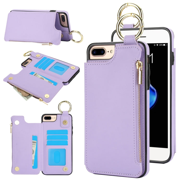 RFlD Anti-theft Double Buckle Ring Zipper Card Phone Case, For iPhone XR, For iPhone XS Max, For iPhone 8 Plus / 7 Plus
