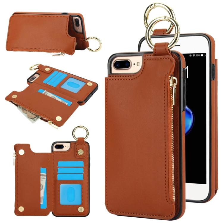 RFlD Anti-theft Double Buckle Ring Zipper Card Phone Case, For iPhone XR, For iPhone XS Max, For iPhone 8 Plus / 7 Plus