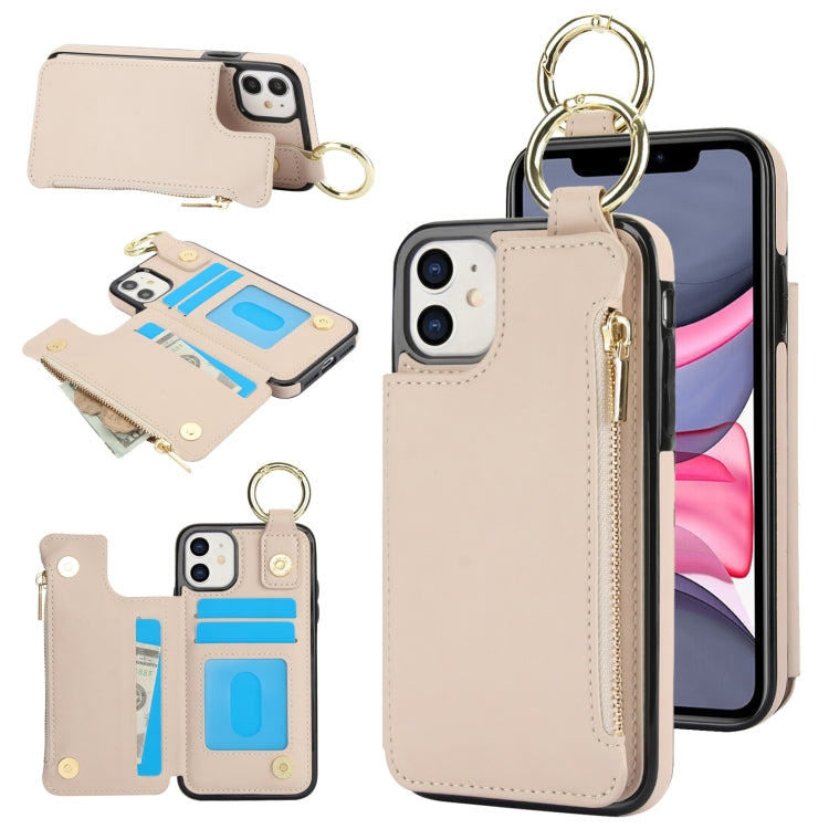 RFlD Anti-theft Double Buckle Ring Zipper Card Phone Case, For iPhone 13 mini, For iPhone 12, For iPhone 12 Pro Max