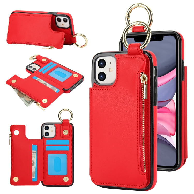 RFlD Anti-theft Double Buckle Ring Zipper Card Phone Case, For iPhone 13 mini, For iPhone 12, For iPhone 12 Pro Max