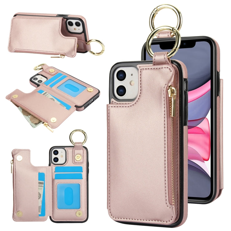 RFlD Anti-theft Double Buckle Ring Zipper Card Phone Case, For iPhone 13 mini, For iPhone 12, For iPhone 12 Pro Max