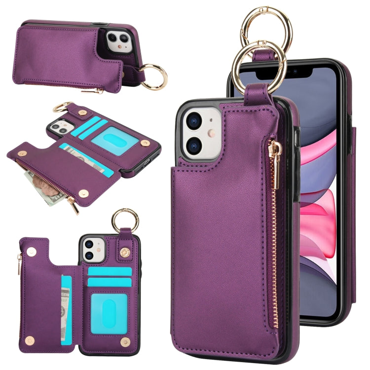 RFlD Anti-theft Double Buckle Ring Zipper Card Phone Case, For iPhone 13 mini, For iPhone 12, For iPhone 12 Pro Max