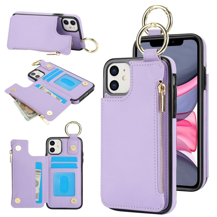 RFlD Anti-theft Double Buckle Ring Zipper Card Phone Case, For iPhone 13 mini, For iPhone 12, For iPhone 12 Pro Max