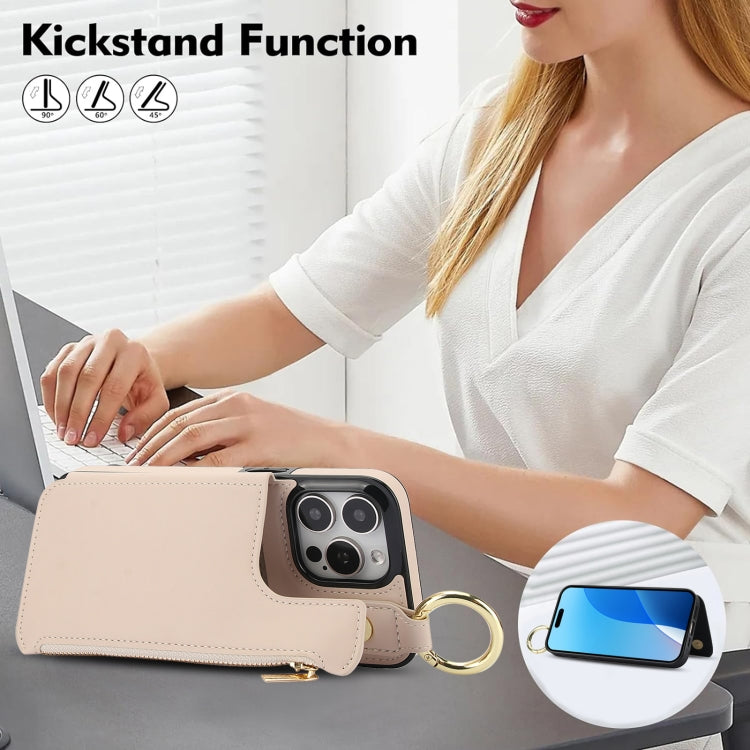 RFlD Anti-theft Double Buckle Ring Zipper Card Phone Case, For iPhone 16 Pro Max, For iPhone 16 Pro, For iPhone 16 Plus