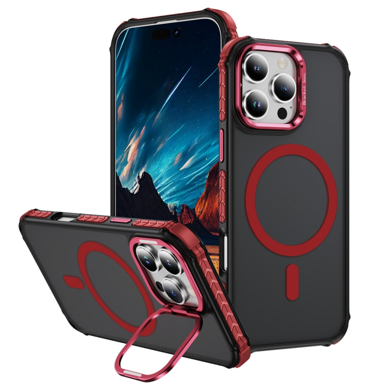 Rainbow Series Skin Feel MagSafe Lens Holder Phone Case, For iPhone 16 Pro Max, For iPhone 16 Pro, For iPhone 16 Plus, For iPhone 16