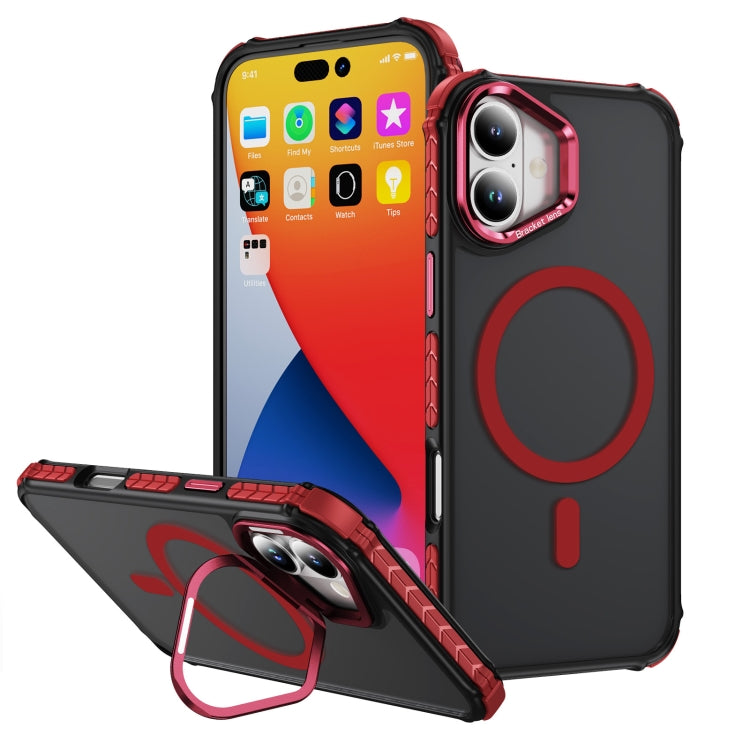 Rainbow Series Skin Feel MagSafe Lens Holder Phone Case, For iPhone 16 Pro Max, For iPhone 16 Pro, For iPhone 16 Plus, For iPhone 16