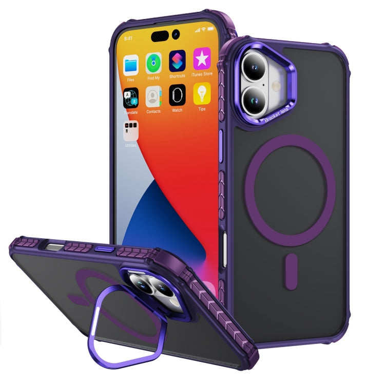 Rainbow Series Skin Feel MagSafe Lens Holder Phone Case, For iPhone 16 Pro Max, For iPhone 16 Pro, For iPhone 16 Plus, For iPhone 16