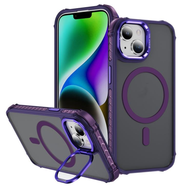 Rainbow Series Skin Feel MagSafe Lens Holder Phone Case, For iPhone 15 Pro Max, For iPhone 15 Pro, For iPhone 15 Plus, For iPhone 14 Plus