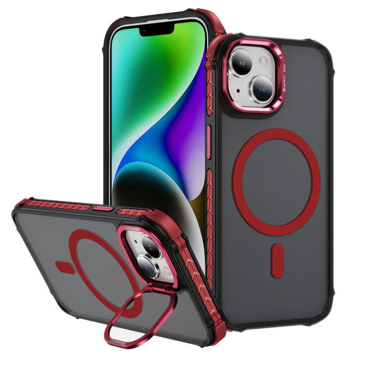 Rainbow Series Skin Feel MagSafe Lens Holder Phone Case, For iPhone 15 Pro Max, For iPhone 15 Pro, For iPhone 15 Plus, For iPhone 14 Plus