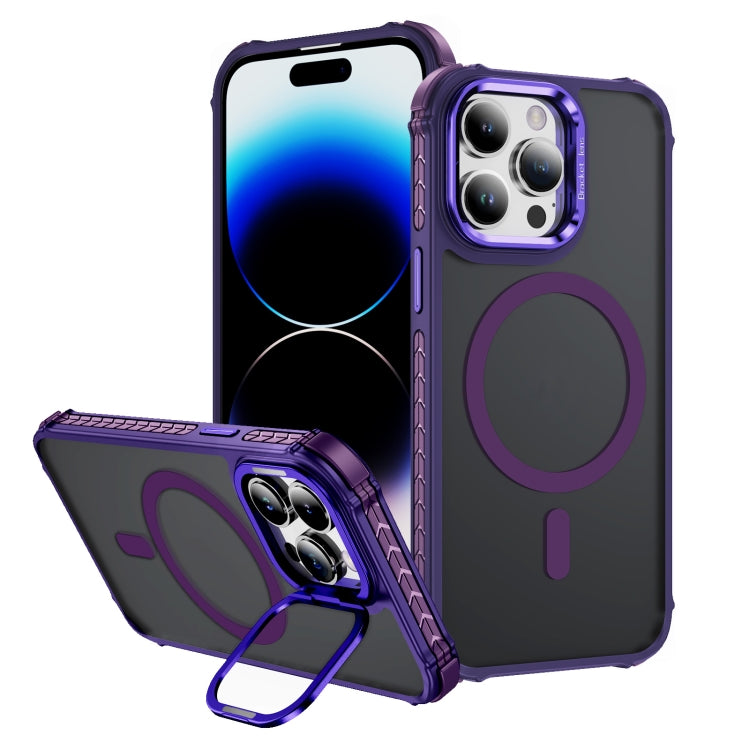 Rainbow Series Skin Feel MagSafe Lens Holder Phone Case, For iPhone 14, For iPhone 14 Pro, For iPhone 14 Pro Max, For iPhone 13