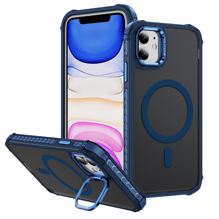 Rainbow Series Skin Feel MagSafe Lens Holder Phone Case, For iPhone 12 Pro Max, For iPhone 12 Pro, For iPhone 11