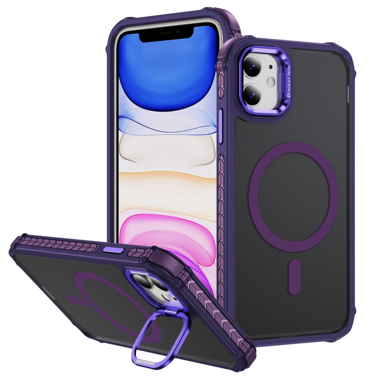 Rainbow Series Skin Feel MagSafe Lens Holder Phone Case, For iPhone 12 Pro Max, For iPhone 12 Pro, For iPhone 11