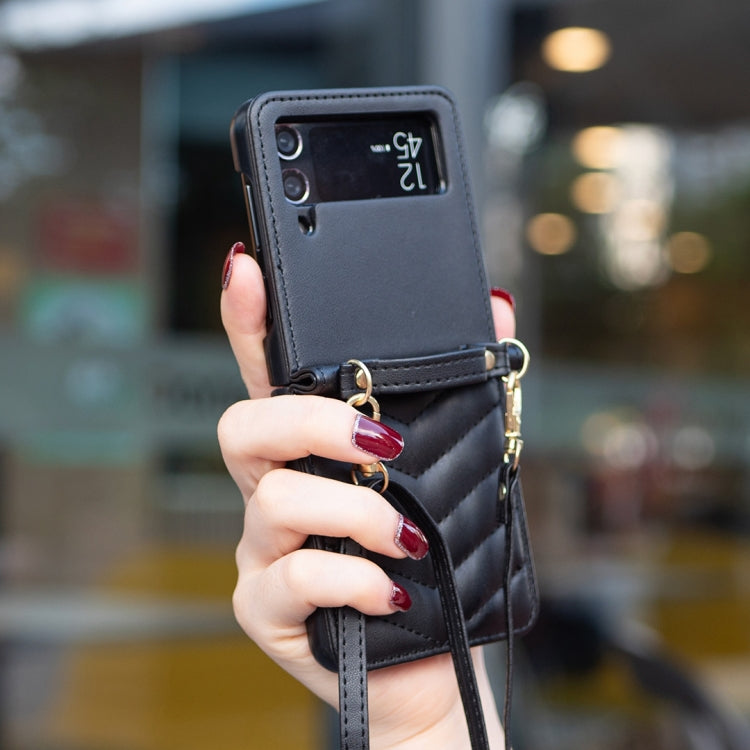 Wave-shaped Crossbody Lanyard Leather Phone Case