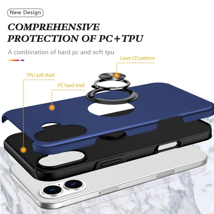 PC + TPU Magnetic Phone Case with Invisible Ring Holder, For iPhone 16 Plus, For iPhone 16