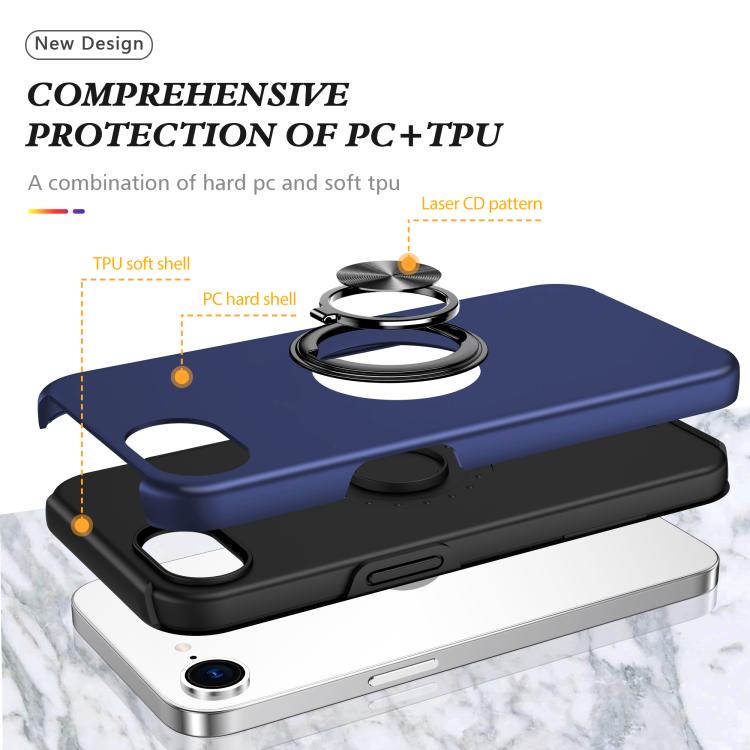 PC + TPU Magnetic Phone Case with Invisible Ring Holder, For iPhone 16e, For iPhone 16 Pro Max, For iPhone 16 Pro