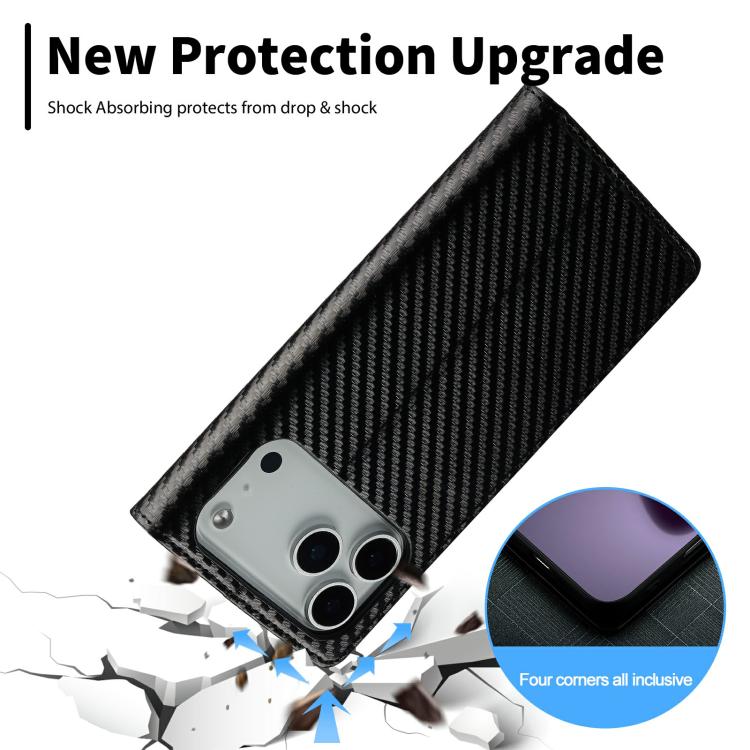 LC.IMEEKE Carbon Fiber Leather Phone Case, For iPhone 17 Pro Max, For iPhone 17 Pro, For iPhone 17, For iPhone 17 Air, For iPhone 16e, For iPhone 16 Pro Max, For iPhone 16 Pro, For iPhone 16 Plus, For iPhone 16