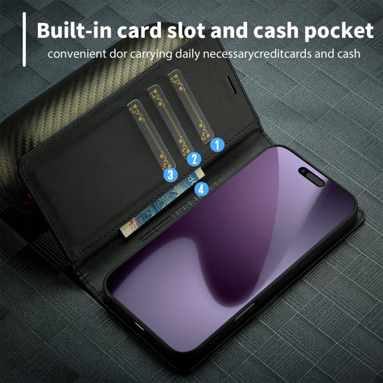LC.IMEEKE Carbon Fiber Leather Phone Case, For iPhone 17 Pro Max, For iPhone 17 Pro, For iPhone 17, For iPhone 17 Air, For iPhone 16e, For iPhone 16 Pro Max, For iPhone 16 Pro, For iPhone 16 Plus, For iPhone 16