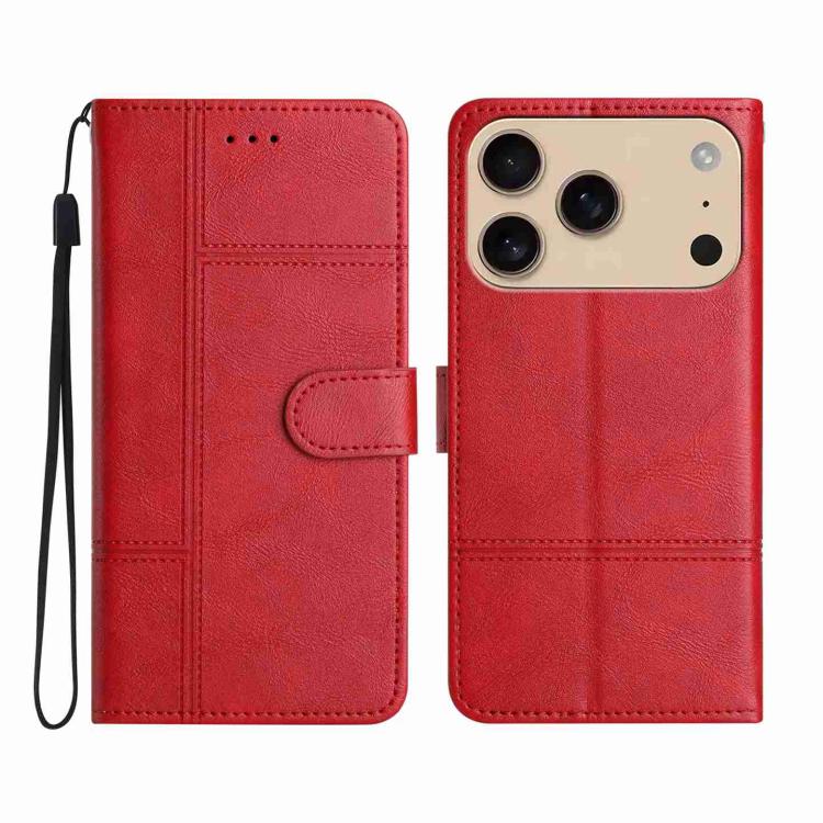 Cowhide Texture Stitching Leather Phone Case