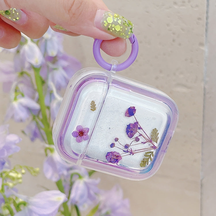 Glitter Starry Epoxy Dried Flowers Earbuds Box TPU Case, For AirPods Pro 2, For AirPods 3, For AirPods Pro