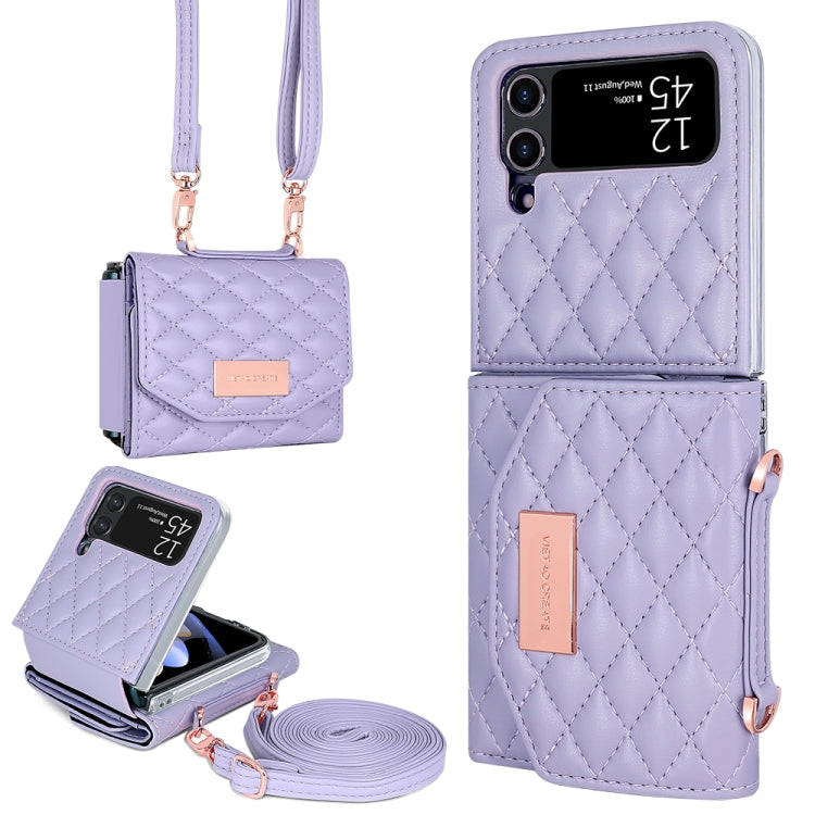 VIETAO Rhombic Texture Wallet PU Phone Case with Long Lanyard