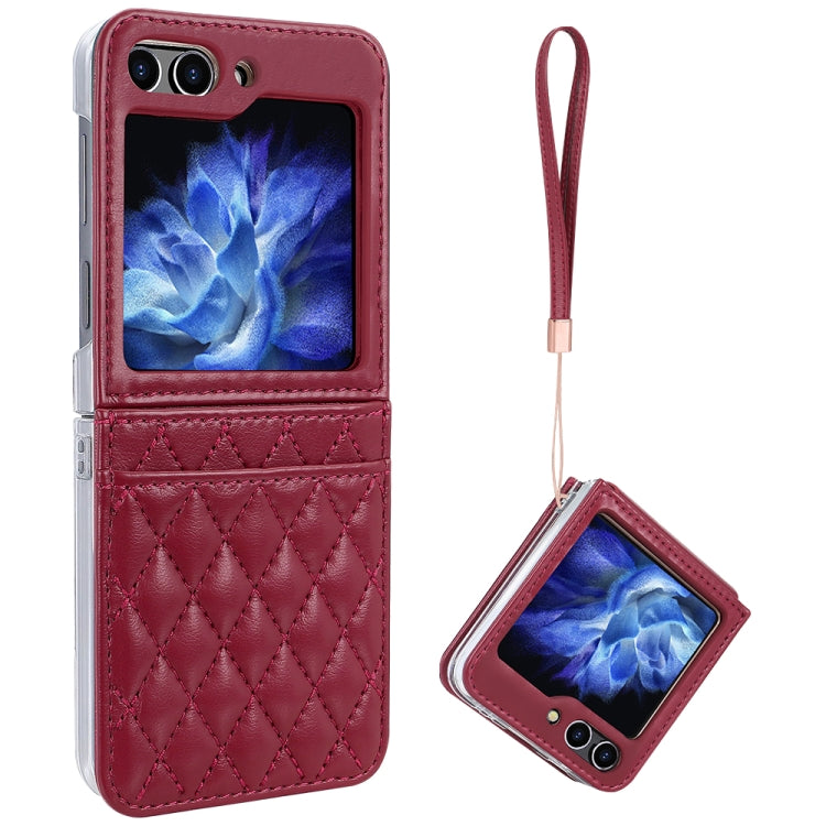 VIETAO Rhombic Texture PU Card Slot Phone Case with Lanyard