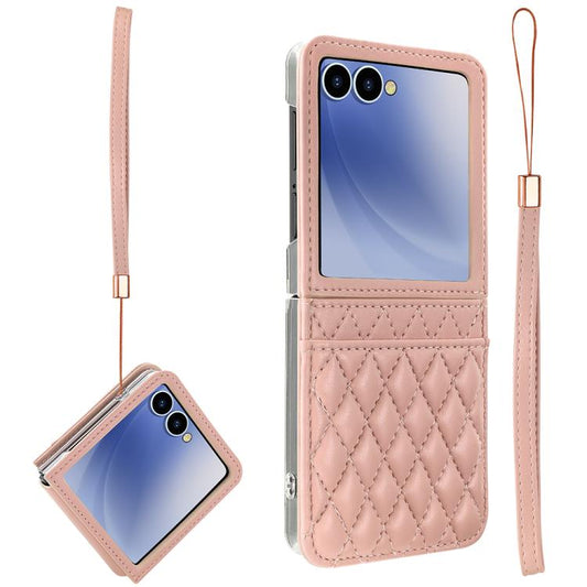 VIETAO Rhombic Texture PU Card Slot Phone Case with Lanyard