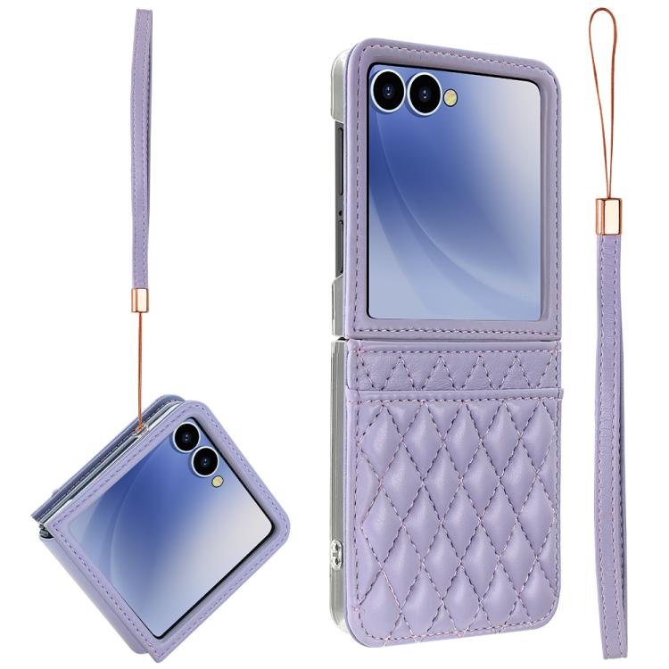 VIETAO Rhombic Texture PU Card Slot Phone Case with Lanyard