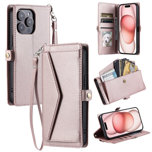 Wallet Multi-card Slot Leather Phone Case with Lanyard, For iPhone 15 Pro Max, For iPhone 15 Pro, For iPhone 15 Plus, For iPhone 14 Plus