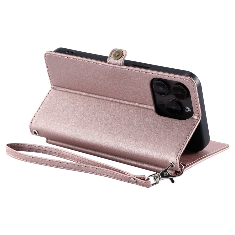 Wallet Multi-card Slot Leather Phone Case with Lanyard, For iPhone 15 Pro Max, For iPhone 15 Pro, For iPhone 15 Plus, For iPhone 14 Plus