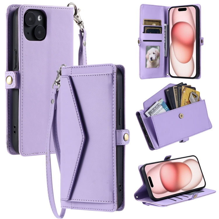 Wallet Multi-card Slot Leather Phone Case with Lanyard, For iPhone 15 Pro Max, For iPhone 15 Pro, For iPhone 15 Plus, For iPhone 14 Plus