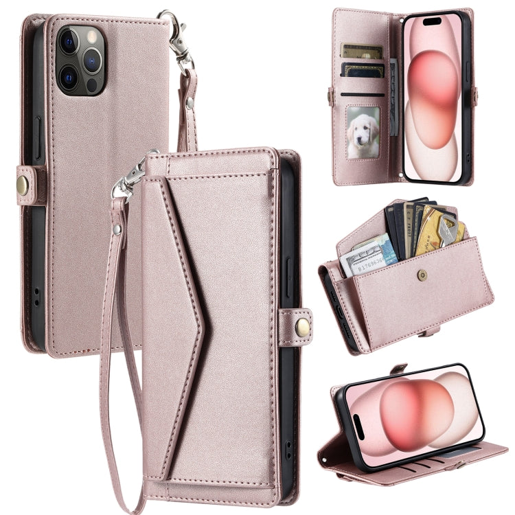 Wallet Multi-card Slot Leather Phone Case with Lanyard, For iPhone 12 Pro Max, For iPhone 12 Pro, For iPhone 11, For iPhone XS / X