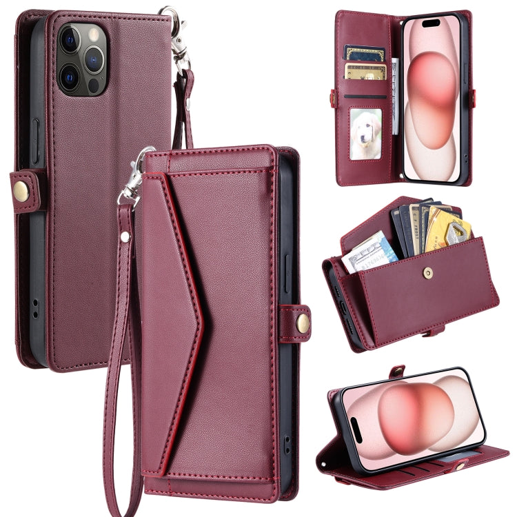 Wallet Multi-card Slot Leather Phone Case with Lanyard, For iPhone 12 Pro Max, For iPhone 12 Pro, For iPhone 11, For iPhone XS / X