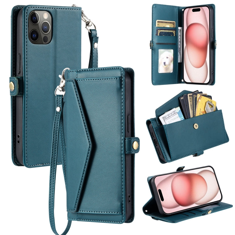Wallet Multi-card Slot Leather Phone Case with Lanyard, For iPhone 12 Pro Max, For iPhone 12 Pro, For iPhone 11, For iPhone XS / X