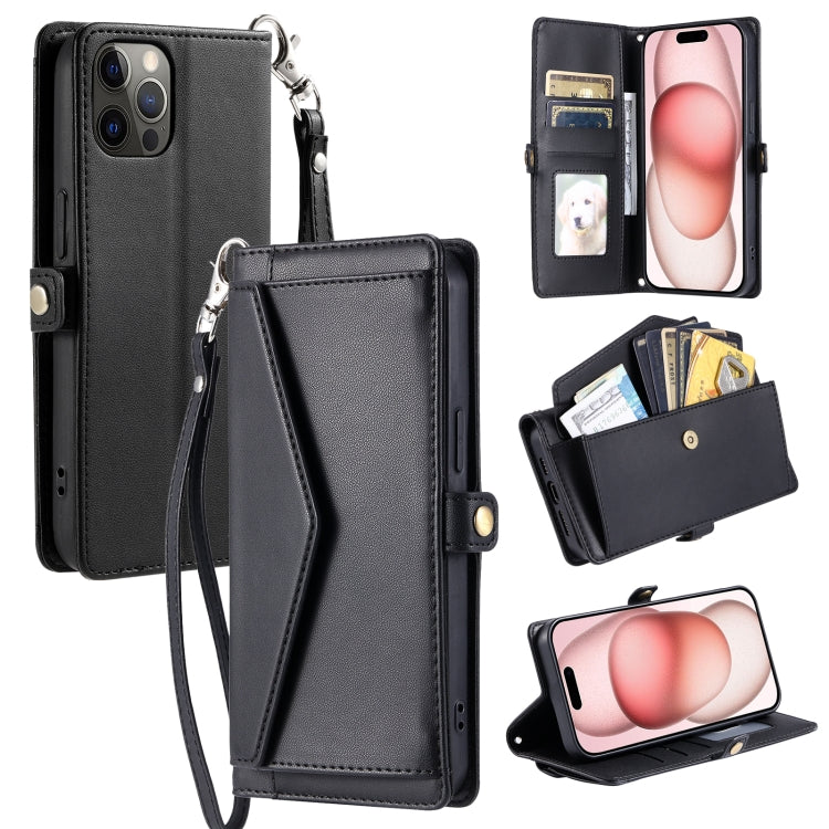 Wallet Multi-card Slot Leather Phone Case with Lanyard, For iPhone 12 Pro Max, For iPhone 12 Pro, For iPhone 11, For iPhone XS / X