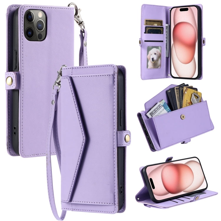 Wallet Multi-card Slot Leather Phone Case with Lanyard, For iPhone 12 Pro Max, For iPhone 12 Pro, For iPhone 11, For iPhone XS / X